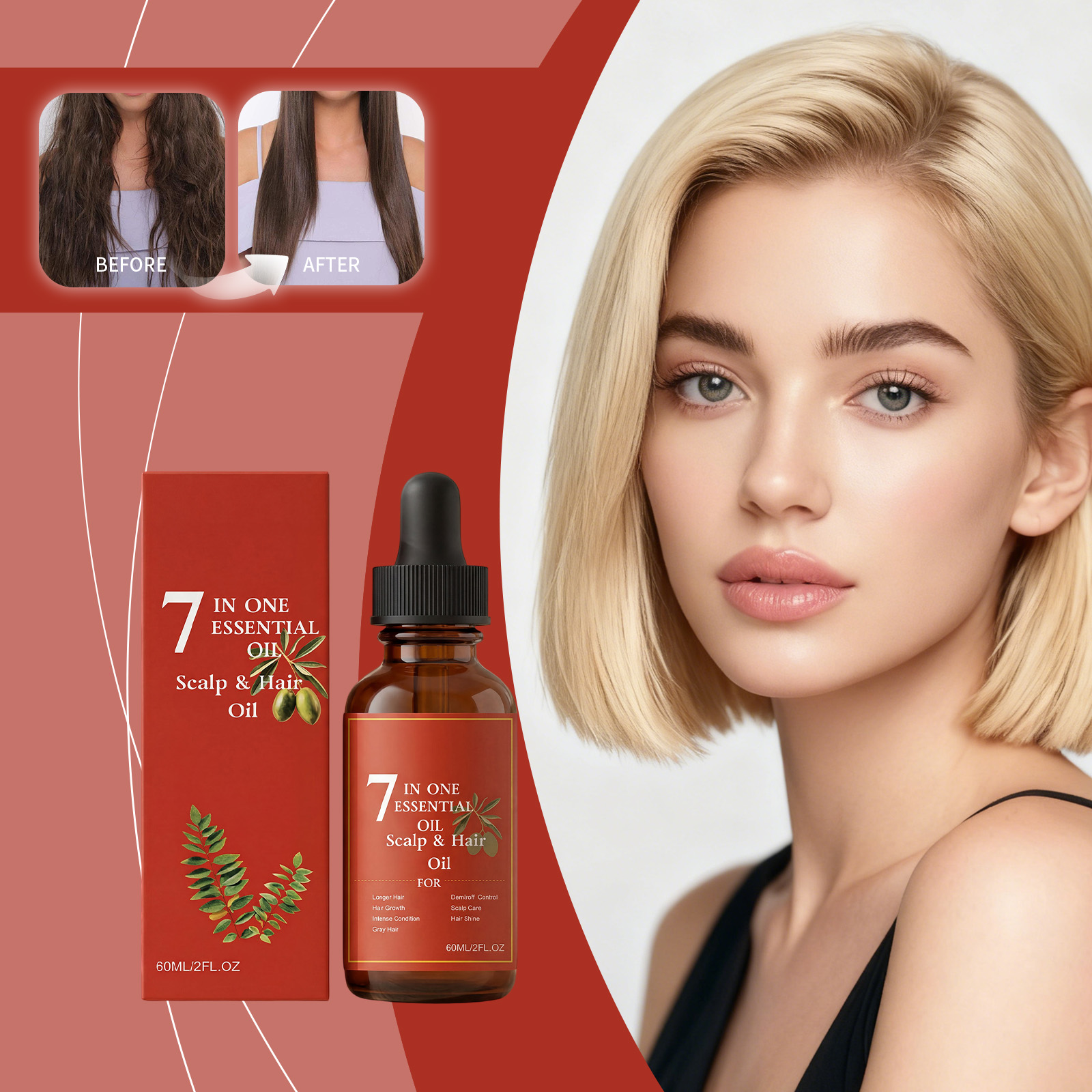 7-in-1 Hair Essential Oil 60ml - Hair Care Olive Oil 评论和价格